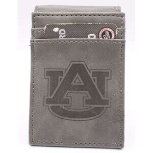 Auburn University Tigers Front Pocket Wallet Bi Fold Faux Leather Gray Black New